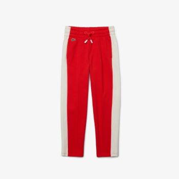 Lacoste Colorblock Cotton Fleece Track Pants Dětské - Kalhoty Červené / Bílé / Růžové | CZ-JI71f3